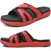 imageCOFACE Mens Sport Recovery Sandals Plantar Fasciitis Soft Cushion Lightweight Orthotic Slides for MenBlackred