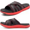 imageCOFACE Mens Sport Recovery Sandals Plantar Fasciitis Soft Cushion Lightweight Orthotic Slides for MenRedblack