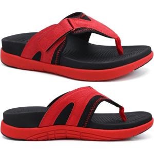imageCOFACE Flip Flops for Men with Arch Support Comfortable Man Thong Sandals Adjustable Beach Flipflop OutdoorRed
