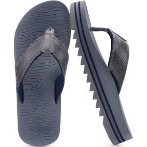 imageCOFACE Mens Arch Support Flip Flops Yoga Mat Comfortable Thick Cushion Recovery Walking Thong Sandals Lightweight Slip On Summer Beach SlippersGrey