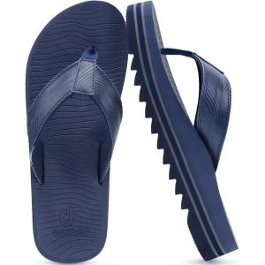 imageCOFACE Mens Arch Support Flip Flops Yoga Mat Comfortable Thick Cushion Recovery Walking Thong Sandals Lightweight Slip On Summer Beach SlippersNavy Blue
