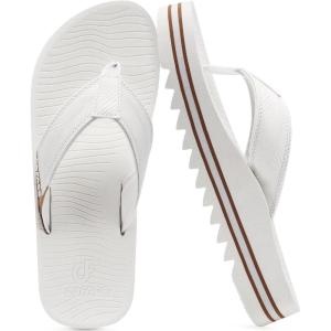 imageCOFACE Mens Arch Support Flip Flops Yoga Mat Comfortable Thick Cushion Recovery Walking Thong Sandals Lightweight Slip On Summer Beach SlippersWhite