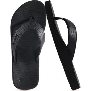 imageCOFACE Mens Flip Flops Comfortable Yoga Mat Cushion Thong Sandals with Arch Support Casual Summer Beach Slides For Man Size 715Black