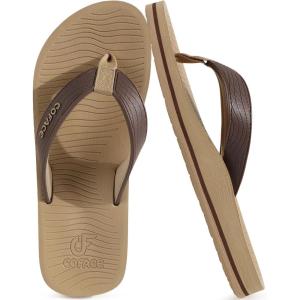 imageCOFACE Mens Flip Flops Comfortable Yoga Mat Cushion Thong Sandals with Arch Support Casual Summer Beach Slides For Man Size 715Brown Beige