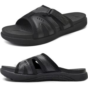 imageCOFACE Mens Sport Recovery Sandals Plantar Fasciitis Soft Cushion Lightweight Orthotic Slides for MenAllblack