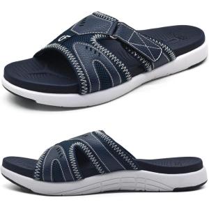 imageCOFACE Mens Sport Recovery Sandals Plantar Fasciitis Soft Cushion Lightweight Orthotic Slides for MenBlue