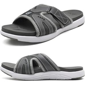 imageCOFACE Mens Sport Recovery Sandals Plantar Fasciitis Soft Cushion Lightweight Orthotic Slides for MenGrey