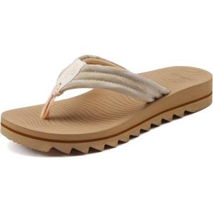 imageCOFACE Womens Arch Support Flip Flops Yoga Mat Comfortable Thick Cushion Walking Thong Sandals Lightweight Slip On Summer Beach SlippersBeige