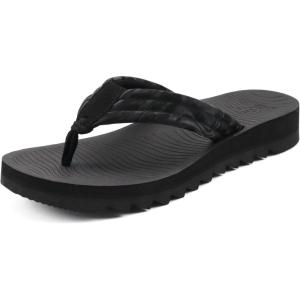 imageCOFACE Womens Arch Support Flip Flops Yoga Mat Comfortable Thick Cushion Walking Thong Sandals Lightweight Slip On Summer Beach SlippersBlack