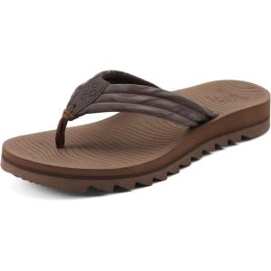 imageCOFACE Womens Arch Support Flip Flops Yoga Mat Comfortable Thick Cushion Walking Thong Sandals Lightweight Slip On Summer Beach SlippersBrown