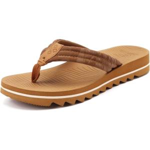 imageCOFACE Womens Arch Support Flip Flops Yoga Mat Comfortable Thick Cushion Walking Thong Sandals Lightweight Slip On Summer Beach SlippersKhaki