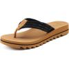 imageCOFACE Womens Arch Support Flip Flops Yoga Mat Comfortable Thick Cushion Walking Thong Sandals Lightweight Slip On Summer Beach SlippersBlack Khakiv