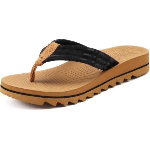 imageCOFACE Womens Arch Support Flip Flops Yoga Mat Comfortable Thick Cushion Walking Thong Sandals Lightweight Slip On Summer Beach SlippersBlack Khakiv