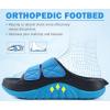 imageCOFACE Mens Recovery Sandals Orthopedic Walking Slides for Men Adjustable Thick Cushioned Orthotic Man Plantar Fasciitis Comfort Casual Outdoor Size 715Dark BlueLight Blue
