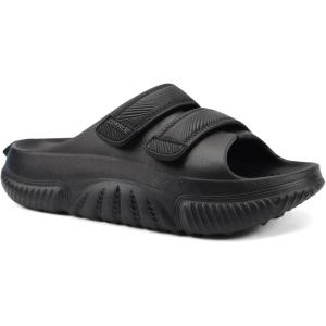 imageCOFACE Mens Recovery Sandals Orthopedic Walking Slides for Men Adjustable Thick Cushioned Orthotic Man Plantar Fasciitis Comfort Casual Outdoor Size 715Black