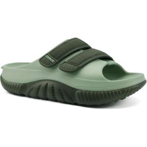 imageCOFACE Mens Recovery Sandals Orthopedic Walking Slides for Men Adjustable Thick Cushioned Orthotic Man Plantar Fasciitis Comfort Casual Outdoor Size 715Dark GreenLight Green