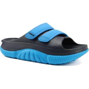 imageCOFACE Mens Recovery Sandals Orthopedic Walking Slides for Men Adjustable Thick Cushioned Orthotic Man Plantar Fasciitis Comfort Casual Outdoor Size 715Dark BlueLight Blue