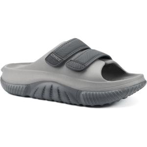 imageCOFACE Mens Recovery Sandals Orthopedic Walking Slides for Men Adjustable Thick Cushioned Orthotic Man Plantar Fasciitis Comfort Casual Outdoor Size 715Dark GreyLight Grey