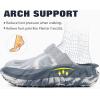 imageCOFACE Mens Recovery Clogs Comfortable Walking Thick Cushion Sandals Sport Casual Orthopedic Mules with Plantar Fasciitis Arch SupportCamo Grey White