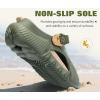 imageCOFACE Mens Recovery Clogs Comfortable Walking Thick Cushion Sandals Sport Casual Orthopedic Mules with Plantar Fasciitis Arch SupportGreen Beige