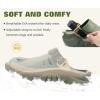 imageCOFACE Mens Recovery Clogs Comfortable Walking Thick Cushion Sandals Sport Casual Orthopedic Mules with Plantar Fasciitis Arch SupportGreen Beige