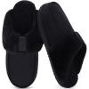 imageCOFACE Womens Memory Foam Cushion Slippers Warm Cozy Fuzzy Faux Fur Winter House Shoes Moccasin Indoor Outdoor With Arch Support Rubber SoleBlack V