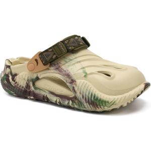 imageCOFACE Mens Recovery Clogs Comfortable Walking Thick Cushion Sandals Sport Casual Orthopedic Mules with Plantar Fasciitis Arch SupportCamo Beige Green V