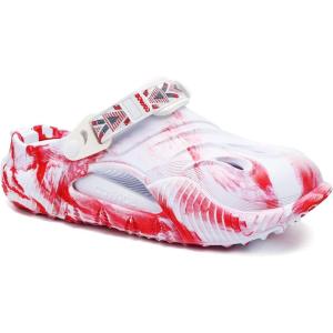 imageCOFACE Mens Recovery Clogs Comfortable Walking Thick Cushion Sandals Sport Casual Orthopedic Mules with Plantar Fasciitis Arch SupportCamo White Red