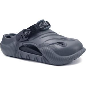 imageCOFACE Mens Recovery Clogs Comfortable Walking Thick Cushion Sandals Sport Casual Orthopedic Mules with Plantar Fasciitis Arch SupportGrey Black