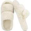 imageCOFACE Womens Fuzzy Slippers Memory Foam Open Toe Slip On House Shoes Size 511Beige