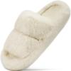 imageCOFACE Womens Fuzzy Slippers Memory Foam Open Toe Slip On House Shoes Size 511Beige