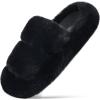 imageCOFACE Womens Fuzzy Slippers Memory Foam Open Toe Slip On House Shoes Size 511Black