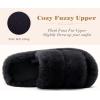 imageCOFACE Womens Fuzzy Slippers Memory Foam Open Toe Slip On House Shoes Size 511Black