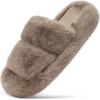 imageCOFACE Womens Fuzzy Slippers Memory Foam Open Toe Slip On House Shoes Size 511Brown