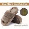 imageCOFACE Womens Fuzzy Slippers Memory Foam Open Toe Slip On House Shoes Size 511Brown