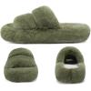 imageCOFACE Womens Fuzzy Slippers Memory Foam Open Toe Slip On House Shoes Size 511Green