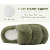 imageCOFACE Womens Fuzzy Slippers Memory Foam Open Toe Slip On House Shoes Size 511Green