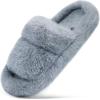 imageCOFACE Womens Fuzzy Slippers Memory Foam Open Toe Slip On House Shoes Size 511Grey