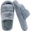 imageCOFACE Womens Fuzzy Slippers Memory Foam Open Toe Slip On House Shoes Size 511Grey