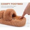 imageCOFACE Womens Fuzzy Slippers Memory Foam Open Toe Slip On House Shoes Size 511Khaki