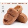 imageCOFACE Womens Fuzzy Slippers Memory Foam Open Toe Slip On House Shoes Size 511Khaki
