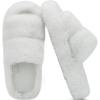 imageCOFACE Womens Fuzzy Slippers Memory Foam Open Toe Slip On House Shoes Size 511White