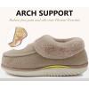 imageCOFACE Womens Memory Foam House Slippers Arch Support Moccasin Winter Shoes Ladies Warm Fuzzy Faux Fur Collar With Indoor Outdoor Rubber SoleBeige Yellow