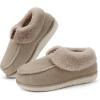 imageCOFACE Womens Memory Foam House Slippers Arch Support Moccasin Winter Shoes Ladies Warm Fuzzy Faux Fur Collar With Indoor Outdoor Rubber SoleBeige Yellow
