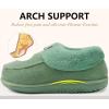 imageCOFACE Womens Memory Foam House Slippers Arch Support Moccasin Winter Shoes Ladies Warm Fuzzy Faux Fur Collar With Indoor Outdoor Rubber SoleGreen