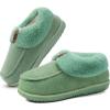 imageCOFACE Womens Memory Foam House Slippers Arch Support Moccasin Winter Shoes Ladies Warm Fuzzy Faux Fur Collar With Indoor Outdoor Rubber SoleGreen