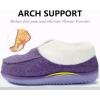 imageCOFACE Womens Memory Foam House Slippers Arch Support Moccasin Winter Shoes Ladies Warm Fuzzy Faux Fur Collar With Indoor Outdoor Rubber SolePurple