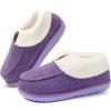 imageCOFACE Womens Memory Foam House Slippers Arch Support Moccasin Winter Shoes Ladies Warm Fuzzy Faux Fur Collar With Indoor Outdoor Rubber SolePurple