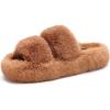 imageCOFACE Womens Fuzzy Slippers Memory Foam Open Toe Slip On House Shoes Size 511Khaki
