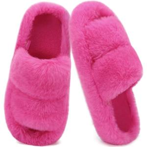 imageCOFACE Womens Fuzzy Slippers Memory Foam Open Toe Slip On House Shoes Size 511Rose